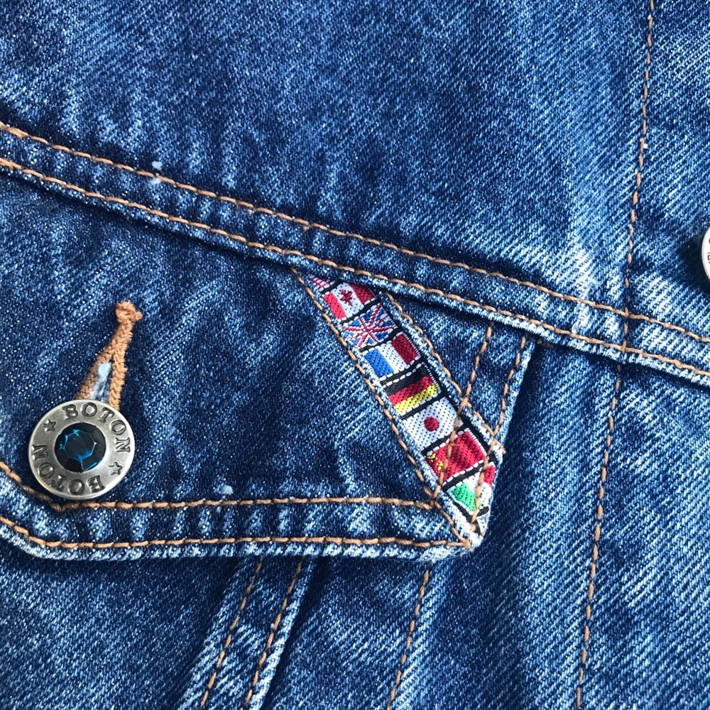Vintage World Flag Denim Jacket Gem